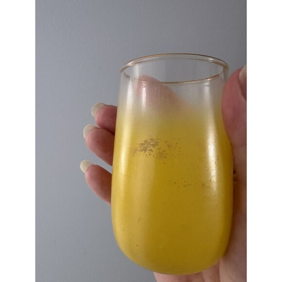 Vintage Blendo Frosted Yellow Gold Trim Juice Glasses West Virginia Lot of 6 MCM - Picture 10 of 10